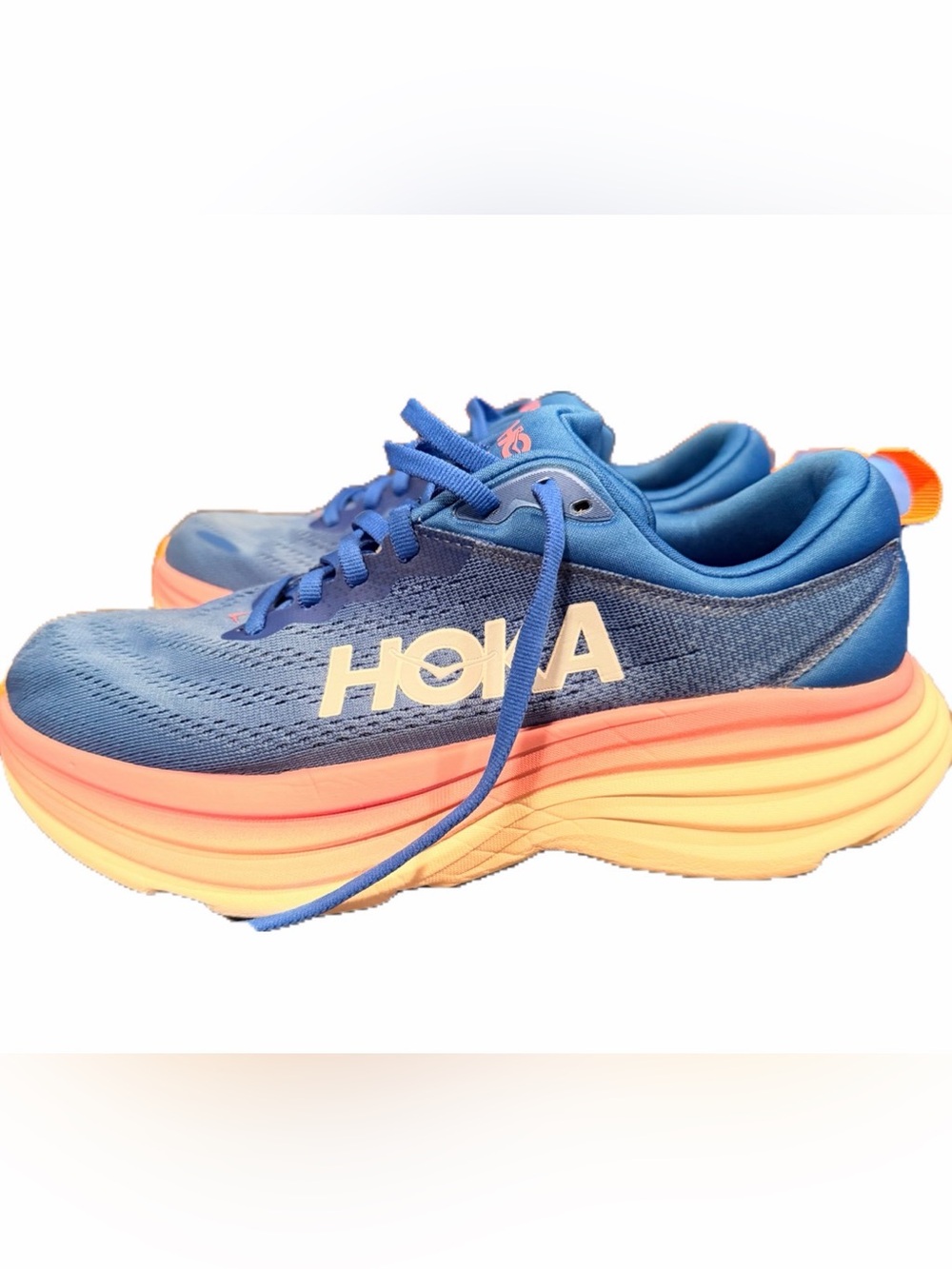HOKA women’s Blue and Pink Bondi-Style Running Shoes
